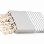Jeté Fouta Arthur en coton XL - multi usage Gris rayée blanc PTZ 1017