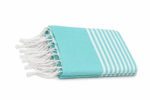 Jeté Fouta Arthur traditionnel multi usage Vert d’eau rayée blanc PTZ 1015