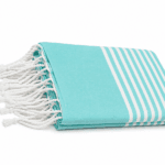 Jeté Fouta Arthur traditionnel multi usage Vert d’eau rayée blanc PTZ 1015