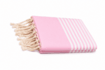 Jeté Fouta Arthur traditionnel - multi usage  Rose rayée PTZ 1016