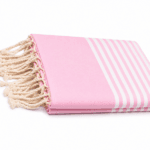 Jeté Fouta Arthur traditionnel - multi usage  Rose rayée PTZ 1016