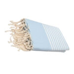 Jeté Fouta Arthur en coton XL - multi usage Bleu ciel rayée blanc PTZ 1010