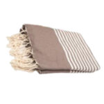 Jetés Fouta Arthur en coton XL - multi usage Taupe rayée blanc PTZ 1013
