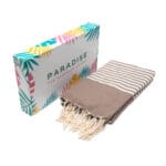 Jetés Fouta Arthur en coton XL - multi usage Taupe rayée blanc PTZ 1013 – Image 2