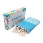 Jeté Fouta Arthur en coton multi usage Bleu turquoise  PTZ 1014 – Image 3