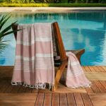 Jeté Fouta Arthur traditionnel - multi usage  Rose rayée PTZ 1016 – Image 2