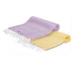 2 Serviette en coton - Fouta Bali En Violet lilas et Jaune PTZ 2010