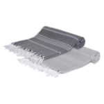 Set de 2 Serviette en coton - Fouta Bali  XL En Gris et Gris anthracite rayée blanc PTZ 2012