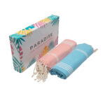 2 Serviette  Fouta Bali traditionnelle  En Jade et Corail  PTZ 2014 – Image 4