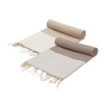 Set 2 Serviette en coton - Fouta nid d'abeille  XL En Beige et taupe PTZ 3010