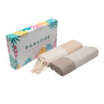 Set 2 Serviette en coton - Fouta nid d'abeille  XL En Beige et taupe PTZ 3010 – Image 3