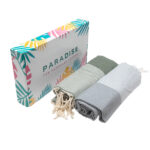 Set de 2 Serviette en coton - Fouta nid d'abeille  XL En Gris et Vert kaki PTZ 3011 – Image 4