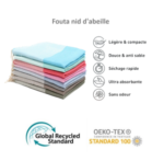 Set de 2 Serviettes en coton - Fouta nid d'abeille  XL En Bleu ciel foncé et Bleu ciel PTZ 3012 – Image 5
