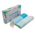 2 Fouta nid d'abeille En Turquoise et Vert d’eau PTZ 3013 – Image 5