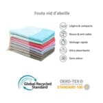 2 Serviettes en coton Nid d'abeille En Violet lilas et Corail PTZ 3015 – Image 6