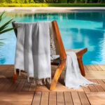 Set de 2 Serviette en coton - Fouta nid d'abeille  XL En Gris et Gris anthracite rayée blanc PTZ 3016 – Image 3