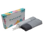 Set de 2 Serviette en coton - Fouta nid d'abeille  XL En Gris et Gris anthracite rayée blanc PTZ 3016 – Image 4