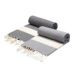 2 fouta en coton - Diamond en Gris et Gris anthracite PTZ 4011