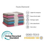 2 fouta en coton - Diamond En bleu ciel et Vert kaki PTZ 4012 – Image 4
