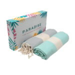 Serviette en coton - Fouta Diamond en Gris et Vert d’eau PTZ 4013 – Image 5