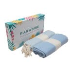 2 fouta en coton  Diamond En bleu ciel et Bleu ciel foncé PTZ 4014 – Image 5