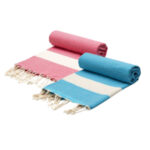 2 Serviette en coton Diamond bleu turquoise et corail PTZ 4017