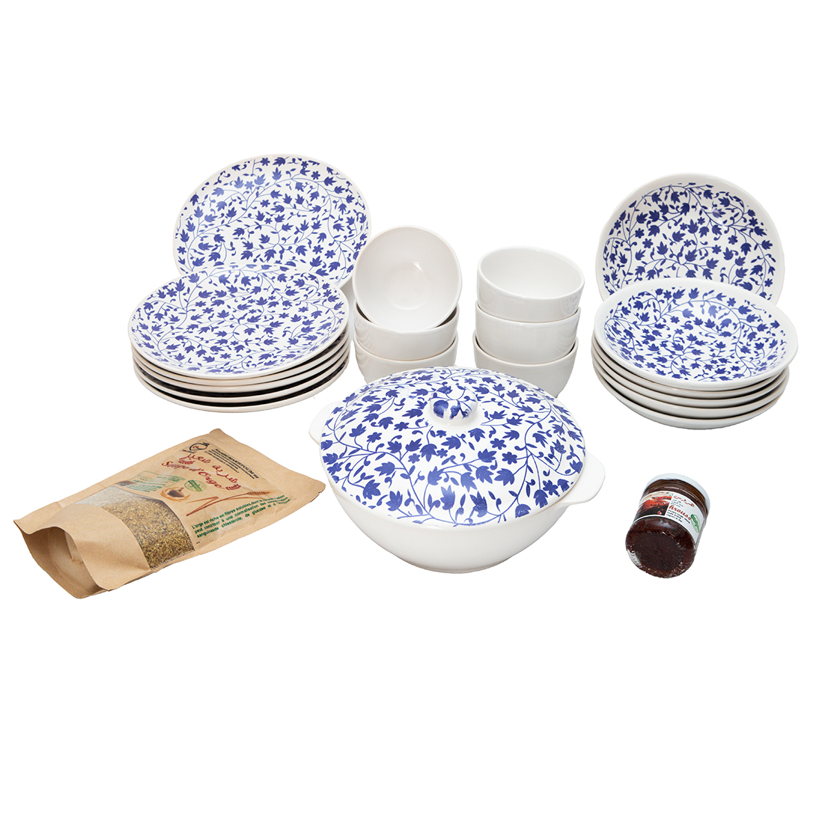 Pack Double Plaisir à Table Bleu Floral Pack Double Plaisir à Table Bleu Floral 20 pièces en céramique TOP 1237 – Image 1