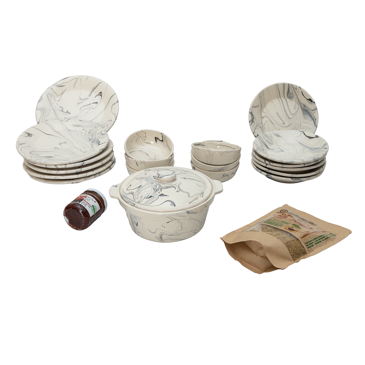 Pack Double Plaisir à Table Marbré Pack Double Plaisir à Table Marbré 20 pièces en céramique TOP 1231 – Image 1