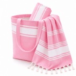 Kit Summer 3 pièces :1 Sac 1 trousse et Fouta Bali en Rose PTZ 6012