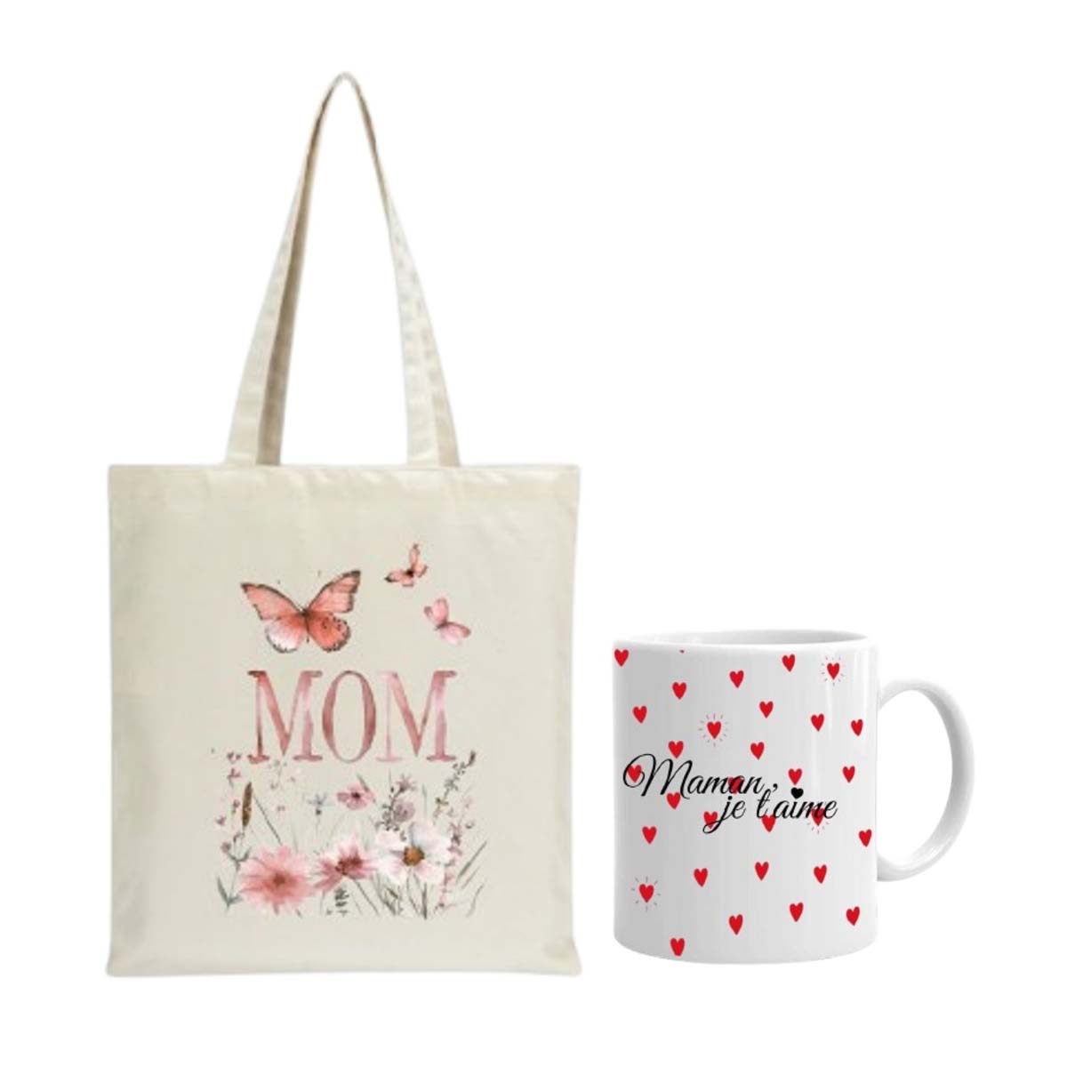 1 Pack Double Plaisir Pour Maman – Mug & Tote-bag message d’amour pour maman – Image 1