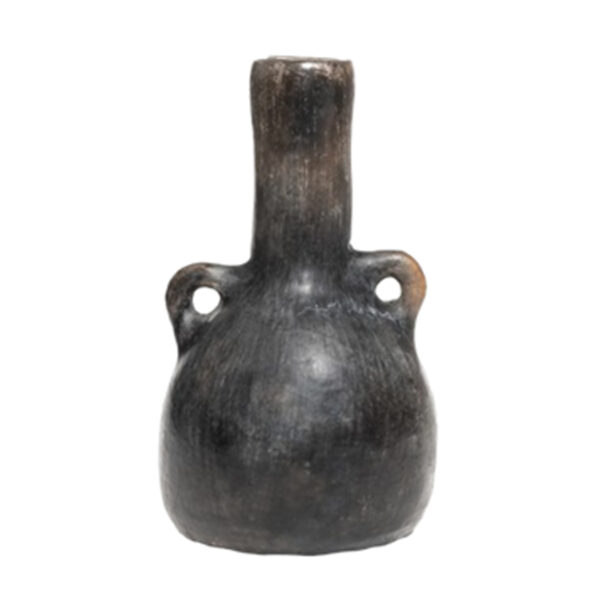 Collection Héritage Khalti Jomaa – Vase design jarre avec double anses en Poterie de sejnane en noir mat