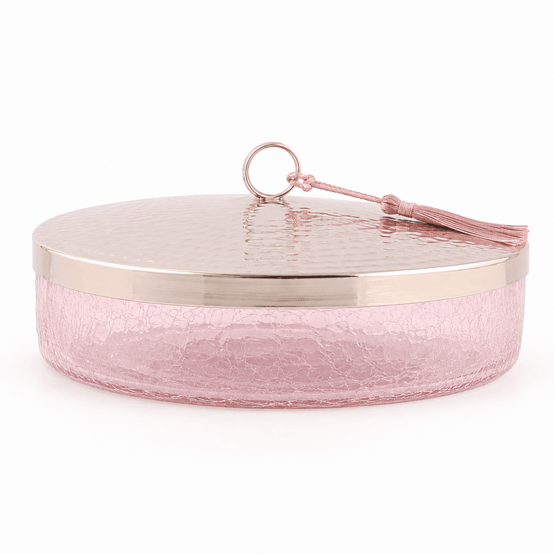 Bonbonnière cylindrique haut de gamme en verre soufflé Bonbonnière cylindrique haut de gamme en verre soufflé craquelé fait à la main GM - T 5 – Image 1