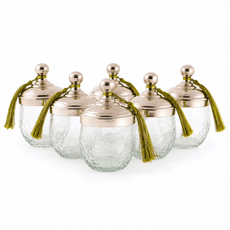 Coffret de 6 verrines rustique MM en verre soufflé Coffret de 6 verrines rustique MM en verre soufflé craquelé fait à la main – Image 1