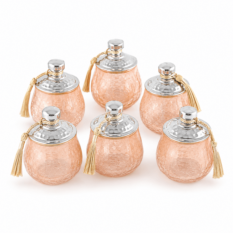 Coffret de 6 verrines rustique PM Coffret de 6 verrines rustique PM spécial ZRIR en verre soufflé craquelé fait à la main – Image 1