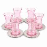 Ensemble de 6 verres à the Türk avec sous tasse en verre soufflé craquelé  design vintage – Image 3