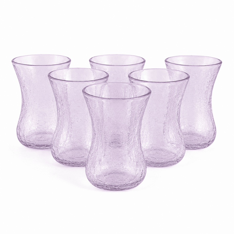 Ensemble de 6 verres à the Türk en verre soufflé Ensemble de 6 verres à the Türk en verre soufflé craquelé design vintage – Image 1