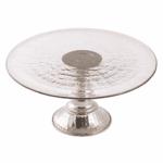 Assiette Présentoir à gâteaux haut de gamme en verre soufflé craquelé sur pied en cuivre martelé fait à la main MM