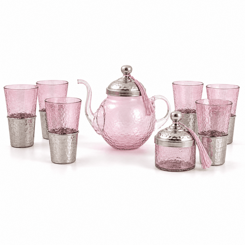 service a thé en rose Services à thé haute de gamme en verre soufflé design classique MZA 1161 – Image 1