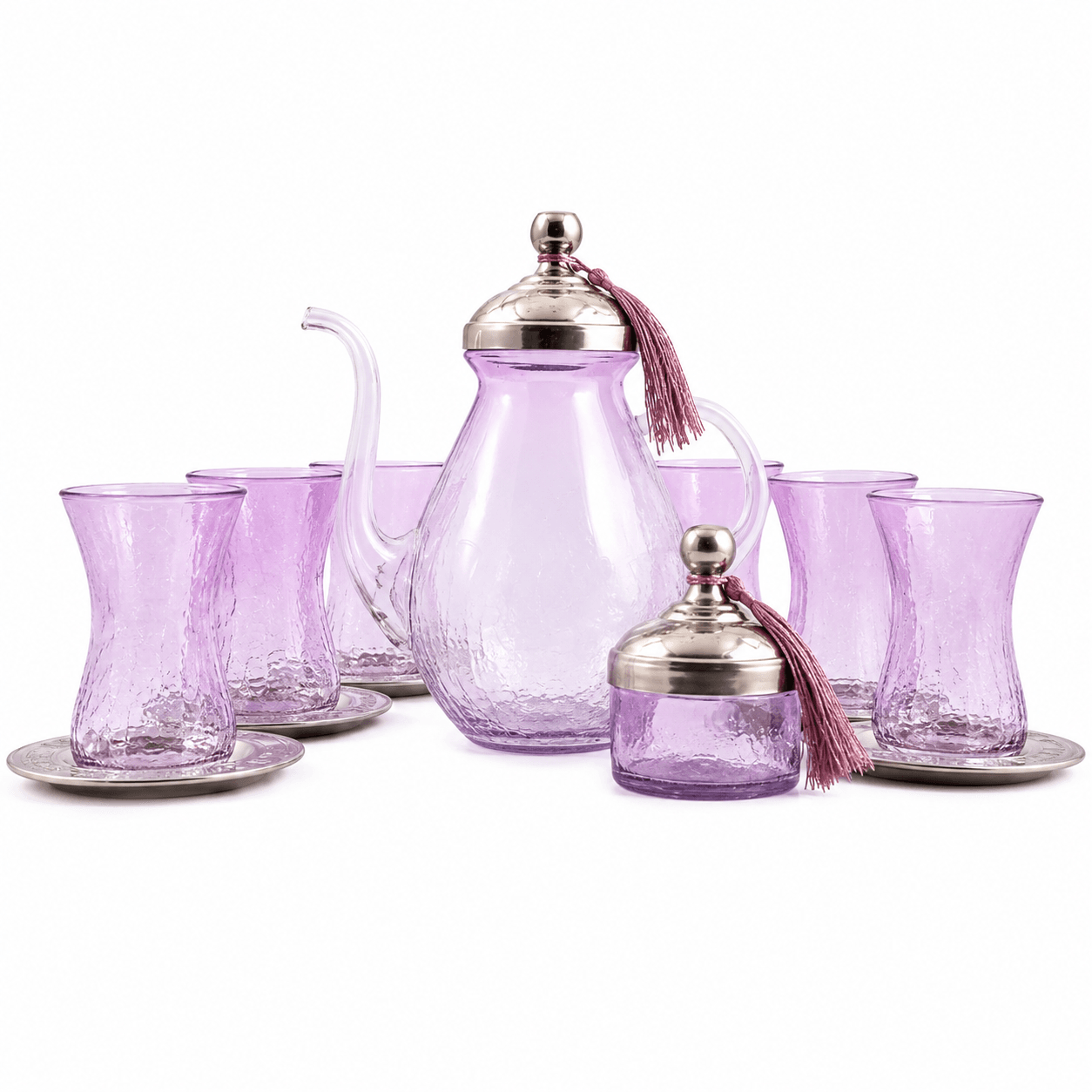 service a thé en violet Service à thé haute de gamme en verre soufflé MZA 1164 – Image 1