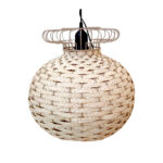 Suspension luminaire organique à lumière tamisé design globe 1 tressée à la main  en fibre de palmier naturelle