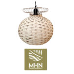 Suspension luminaire organique à lumière tamisé design globe 1 tressée à la main  en fibre de palmier naturelle – Image 3