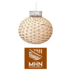 Suspension luminaire organique à lumière tamisé design globe 2 tressée à la main  en fibre de palmier naturelle – Image 3