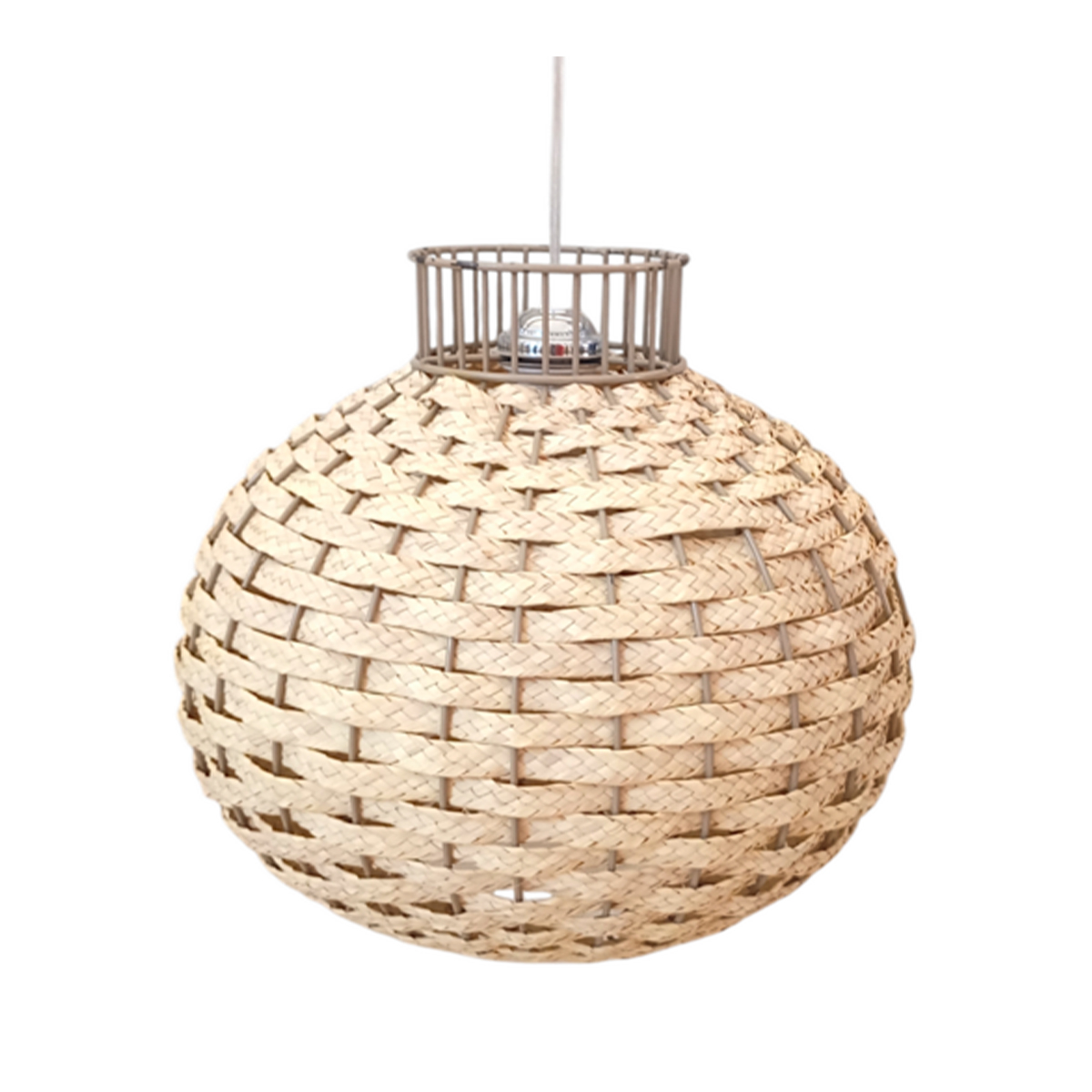 MHN 4952 Suspension luminaire organique à lumière tamisé design globe 2 tressée à la main en fibre de palmier naturelle – Image 1