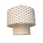 Suspension luminaire organique à lumière tamisé design champignon tressée à la main  en fibre de palmier naturelle