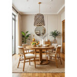Suspension luminaire organique à lumière tamisé design cylindrique 1 tressée à la main  en fibre de palmier naturelle bicolor – Image 2