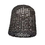 Suspension luminaire organique à lumière tamisé design cylindrique 2 tressée à la main  en fibre de naturelle en noir