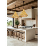 Suspension luminaire organique à lumière tamisé design Cloche tressée à la main  en fibre naturelle – Image 2