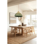 Suspension luminaire organique à lumière tamisé design Cloche tressée à la main  en fibre de palmier naturelle bicolor – Image 2