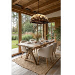 Suspension luminaire organique à lumière tamisé design cloche tressée à la main  en fibre de palmier naturelle Bicolor – Image 2