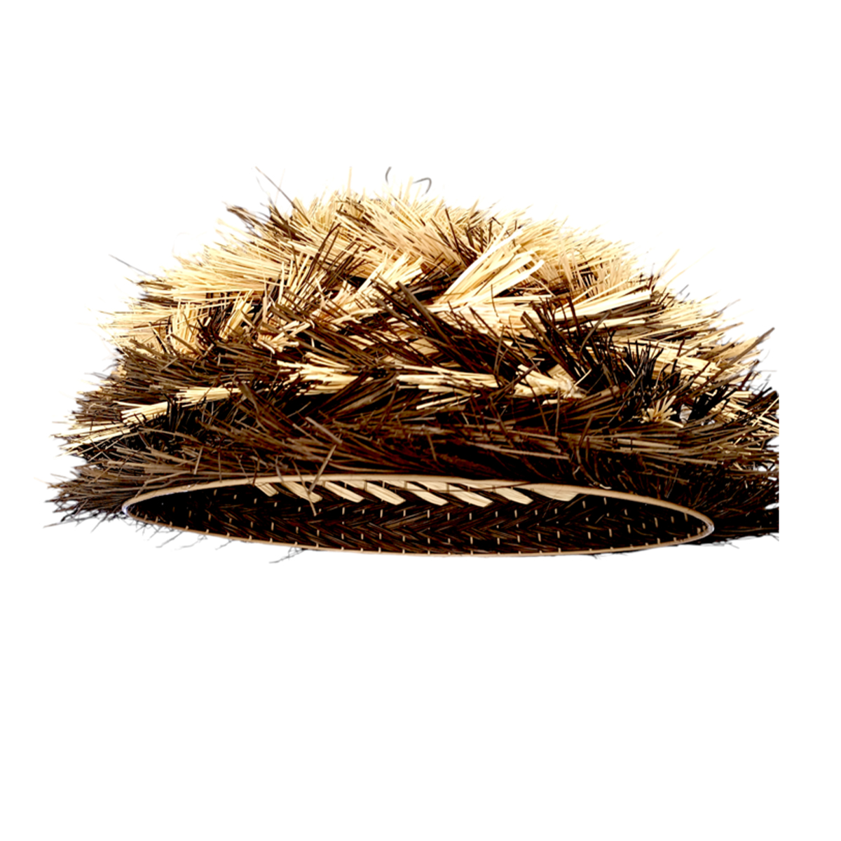 MHN 4961 Suspension luminaire organique à lumière tamisé design cloche tressée à la main en fibre de palmier naturelle Bicolor – Image 1